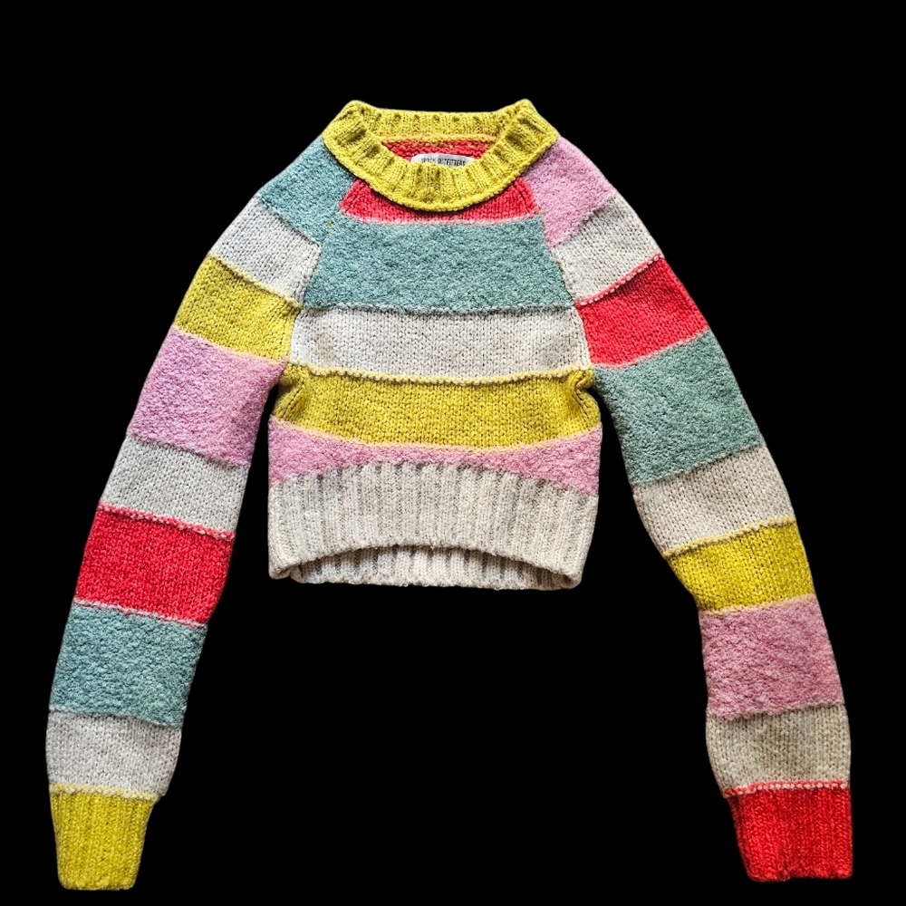 Urban Outfitters patchwork colorblock dopamine fashion cropped sweater‎ size XS